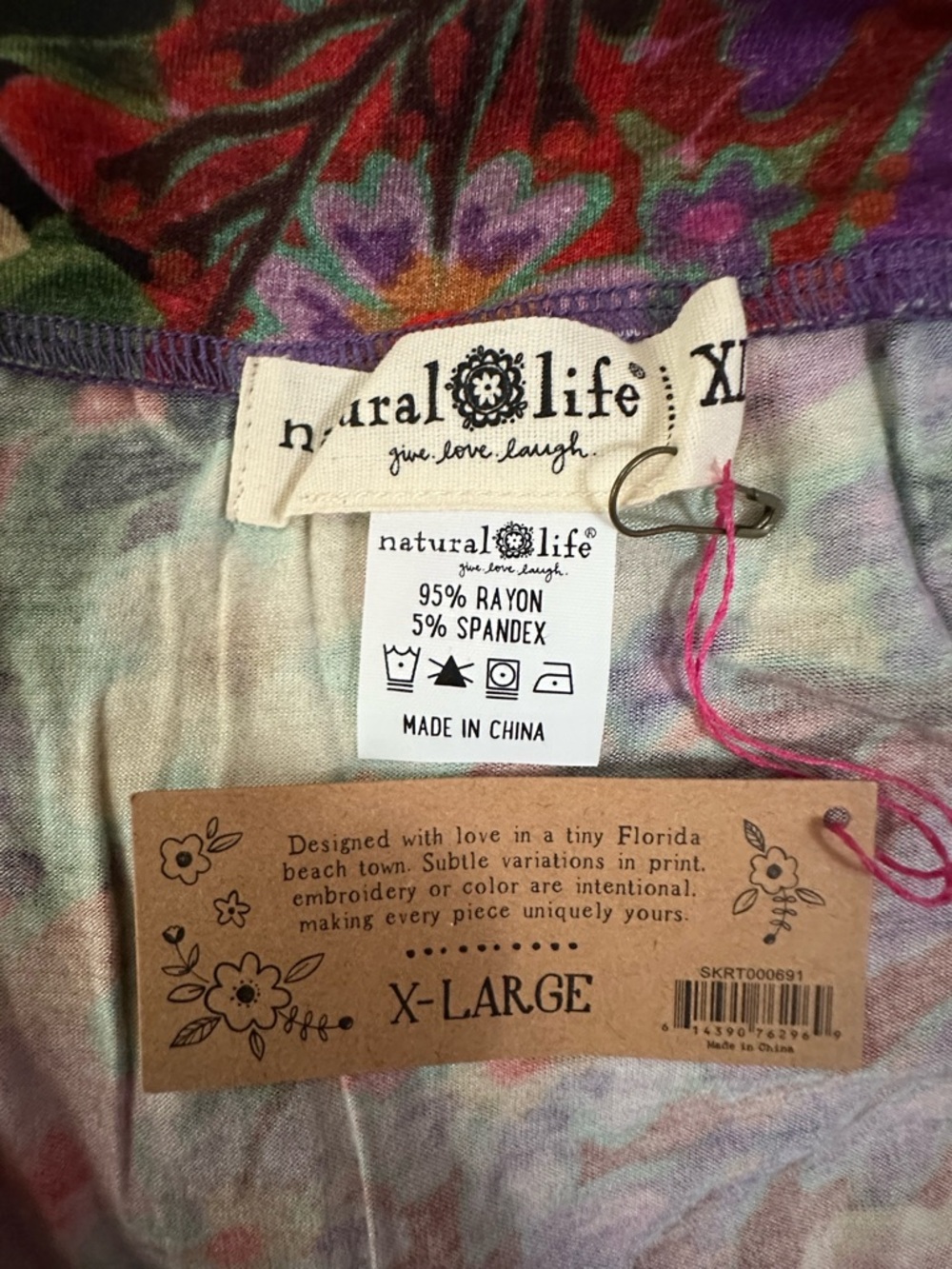 NATURAL LIFE Multicolor Floral Circle Skater Skirt - Picture 3 of 4